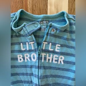 Carters Blue ‘Little Brother’ Sleep and Play, 9mo, 2 way zip!